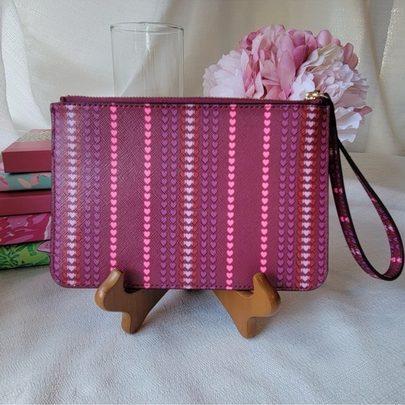 Kate Spade Shore Street Heart Stripe Tinie Wristlet - Picture 2 of 3